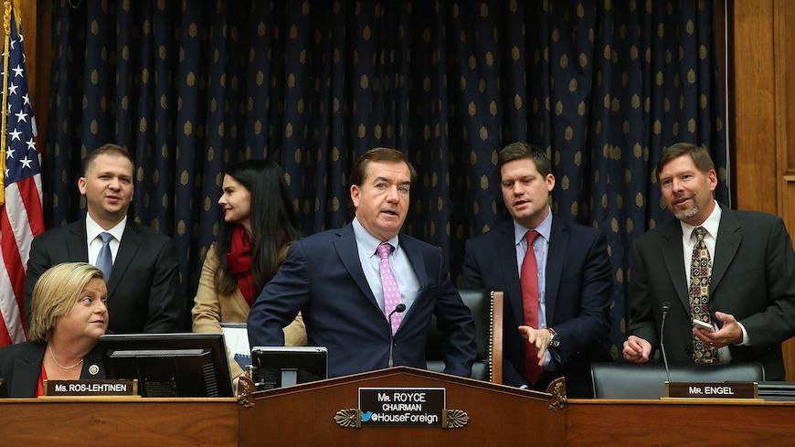 WASHINGTON, DC - NOVEMBER 04:  Chairman Ed Royce (R-CA) )C) participates in a House Foreign Affairs Committee hearing on Capitol Hill, November 4, 2015 in Washington, DC. The committee heard testimony from State Department√äofficials on√äU.S. policy after Russia's escalation in Syria.  (Photo by Mark Wilson/Getty Images)