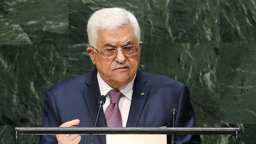 Palestinian President Mahmoud Abbas addresses the 69th United Nations General Assembly at United Nations Headquarters in New York, September 26, 2014.  REUTERS/Mike Segar   (UNITED STATES - Tags: POLITICS) - RTR47UL9