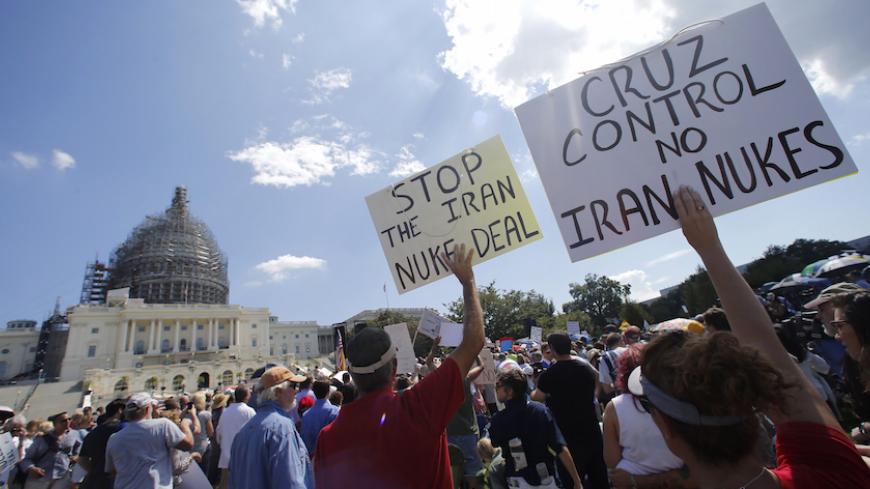 Activists gather at a Capitol Hill rally to "Stop the Iran Nuclear Deal" in Washington September 9, 2015. REUTERS/Jonathan Ernst  - RTSCN4