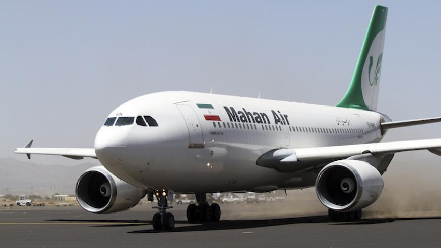 An Airbus A310 of Iranian private airline Mahan Air taxis at Sanaa International airport following its first flight to Yemen from Iran, in Sanaa March 1, 2015. - Yemen and Iran signed a civil aviation deal on Saturday, Yemeni state news agency SABA reported, a move that may reflect Tehran's support for the Shi'ite Muslim militia that now controls Sanaa. The deal signed in Tehran by the aviation authorities of both countries allows Yemen and Iran each to fly up to 14 flights a week in both directions, SABA s