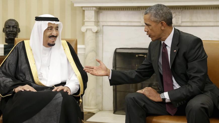 U.S. President Barack Obama (R) meets with Saudi King Salman bin Abdulaziz in the Oval Office of the White House in Washington September 4, 2015. This is the king's first visit to the United States since ascending to the throne in January. REUTERS/Gary Cameron      TPX IMAGES OF THE DAY      - RTX1R4YF
