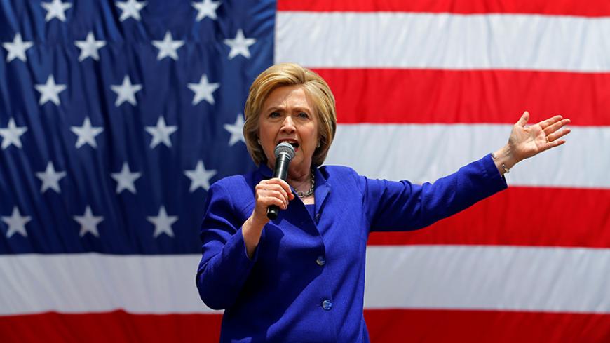 U.S. Democratic presidential candidate Hillary Clinton makes a speech during a campaign stop in Lynwood, California, United States, June 6, 2016.   REUTERS/Mike Blake  - RTSGAC9