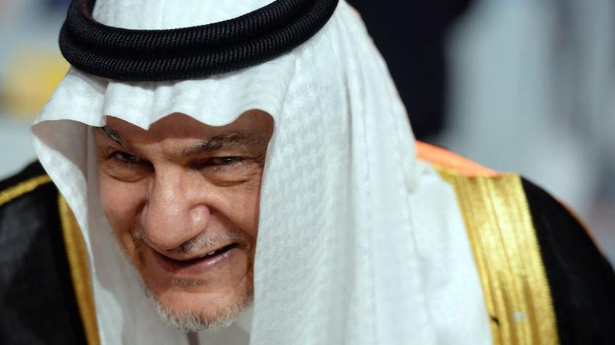 Saudi Arabia's Prince Turki al-Faisal looks on during the National Council of Resistance of Iran (CNRI) annual meeting on July 9, 2016, in Le Bourget, near Paris.
The National Council of Resistance of Iran (CNRI) drew up a statement on July 9 declaring "failure" one year after the historic Iranian nuclear program agreement, saying the country had been pushed into recession, while isolating itself from its neighbors. / AFP / ALAIN JOCARD        (Photo credit should read ALAIN JOCARD/AFP/Getty Images)