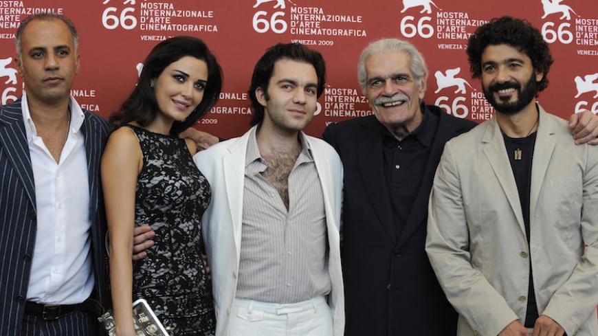 (From L) Director Ahmed Maher, actress Basma Hassan, actor Sherif Ramzy, actor Omar Sharif, actor Khaled Elnabawy pose during the photocall of "Al Mosafer" (The Traveller) at the Venice film festival on September 9, 2009.  "Al Mosafer" is competing for the Golden Lion of the 66th Mostra Internationale d'Arte Cinematografica, the Venice film festival.   AFP PHOTO / Damien Meyer (Photo credit should read DAMIEN MEYER/AFP/Getty Images)