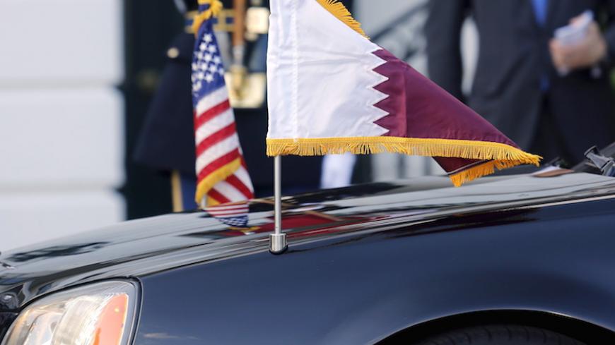 The car carrying Qatar's Amir Sheikh Tameem bin Hamad Al Thani arrives on the South Lawn as U.S. President Barack Obama plays host to leaders and delegations from the Gulf Cooperation Council countries at the White House in Washington May 13, 2015.  REUTERS/Jonathan Ernst - RTX1CV83