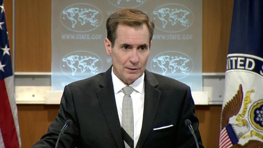 U.S. State Department spokesman John Kirby speaks about a hostage situation at a restaurant in the Bangladeshi capital Dhaka, during a press briefing in Washington DC, U.S. July 1, 2016. State TV/via Reuters TV. ATTENTION EDITORS - THIS IMAGE WAS PROVIDED BY A THIRD PARTY. EDITORIAL USE ONLY.  - RTX2JACV
