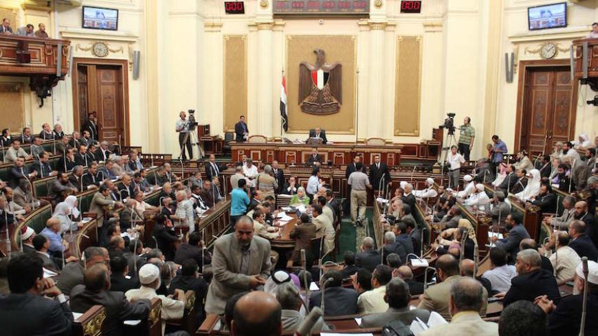 A general view show the first session of the Egyptian parliament in Cairo on July 10, 2012, after Egypt's top court rejected a decree by President Mohamed Morsi to reinstate the parliament it ruled invalid. AFP PHOTO/STR        (Photo credit should read -/AFP/Getty Images)