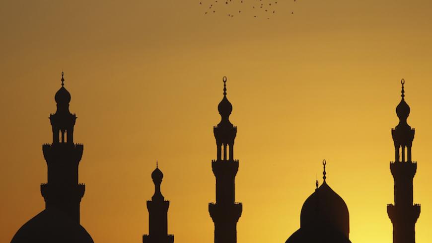 Birds fly over mosques during sunset in Old Cairo December 22, 2012. Early indications showed Egyptians approved an Islamist-drafted constitution after Saturday's final round of voting in a referendum despite opposition criticism of the measure as divisive.   REUTERS/Amr Abdallah Dalsh  (EGYPT - Tags: RELIGION ANIMALS SOCIETY POLITICS) - RTR3BUPB