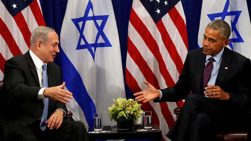 U.S. President Barack Obama meets with Israeli Prime Minister Benjamin Netanyahu in New York September 21, 2016. REUTERS/Kevin Lamarque  - RTSOTGJ