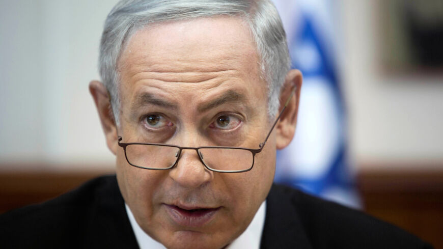 Israeli Prime Minister Benjamin Netanyahu attends the weekly cabinet meeting at his office in Jerusalem, 30 August  2016. REUTERS/Abir Sultan/Pool - RTX2NKHM