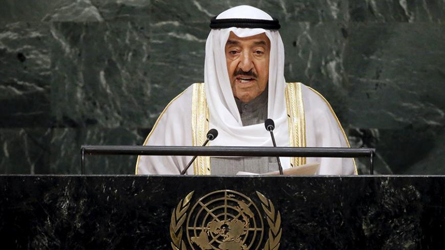 Kuwait's Emir Sheikh Sabah Al-Ahmad Al-Jaber Al-Sabah addresses a plenary meeting of the United Nations Sustainable Development Summit 2015 at the United Nations headquarters in Manhattan, New York September 26, 2015.  More than 150 world leaders are expected to attend the three day summit to formally adopt an ambitious new sustainable development agenda, according to a U.N. press statement. REUTERS/Carlo Allegri - RTX1SMRP
