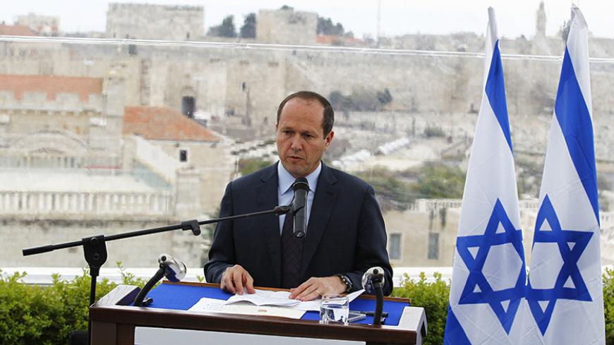 Jerusalem Mayor Nir Barkat speaks during a news conference in Jerusalem February 23, 2015. Barkat and his security guard wrestled a Palestinian attacker to the ground near city hall on Sunday after an ultra-Orthodox Jew was stabbed with a knife at a busy intersection. REUTERS/Ronen Zvulun (JERUSALEM - Tags: POLITICS CRIME LAW) - RTR4QSB2