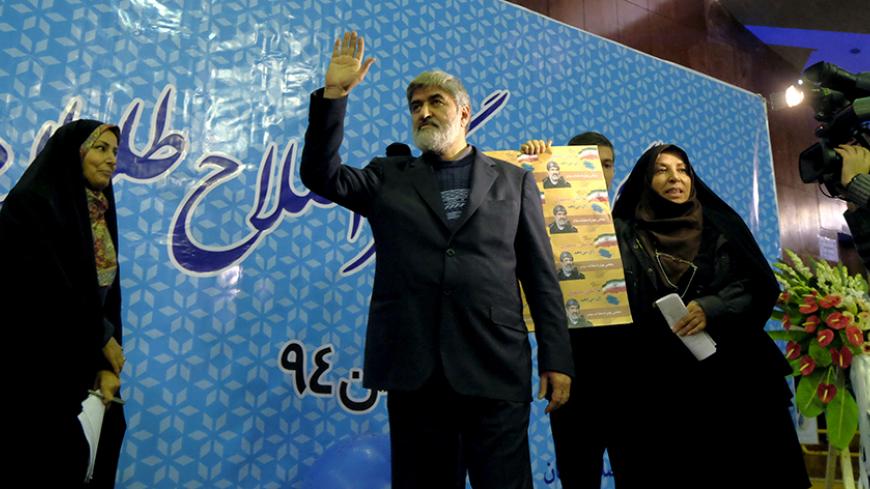 Iranian lawmaker Ali Motahari waves to supports during a reformist campaign for upcoming parliamentary election, in Tehran February 18, 2016. REUTERS/Raheb Homavandi/TIMA  ATTENTION EDITORS - THIS IMAGE WAS PROVIDED BY A THIRD PARTY. FOR EDITORIAL USE ONLY.    - RTX27KCA
