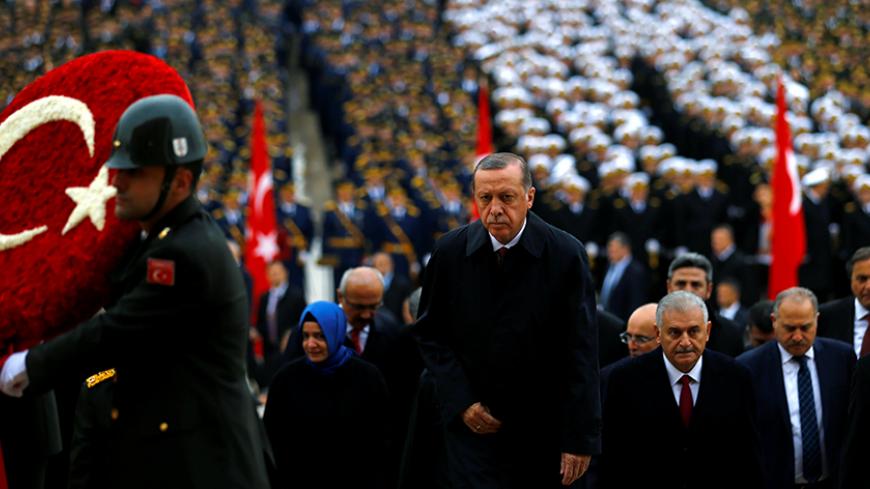 Turkey's President Tayyip Erdogan attends a Republic Day ceremony at Anitkabir, the mausoleum of modern Turkey's founder Ataturk, to mark the republic's anniversary in Ankara, Turkey, October 29, 2016. REUTERS/Umit Bektas - RTX2QXOE