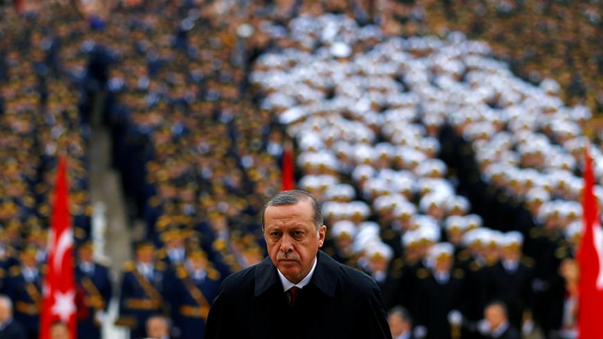 Turkey's President Tayyip Erdogan attends a Republic Day ceremony at Anitkabir, the mausoleum of modern Turkey's founder Ataturk, to mark the republic's anniversary in Ankara, Turkey, October 29, 2016.  REUTERS/Umit Bektas - RTX2QXOM