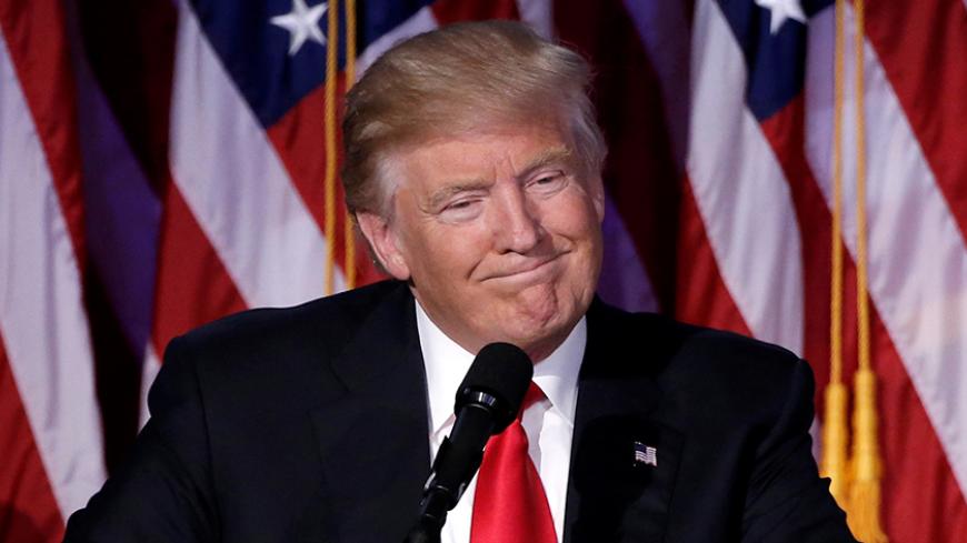 U.S. President-elect Donald Trump speaks at election night rally in Manhattan, New York, U.S., November 9, 2016. REUTERS/Mike Segar     TPX IMAGES OF THE DAY      - RTX2SVNW