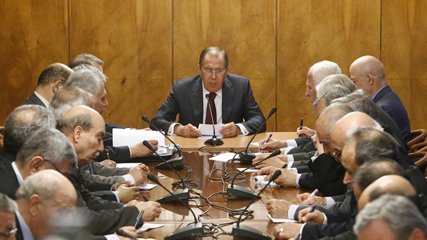 Russian Foreign Minister Sergei Lavrov (C) meets with representatives of Palestinian political parties and movements in Moscow, Russia, January 16, 2017. REUTERS/Sergei Karpukhin - RTSVQQQ