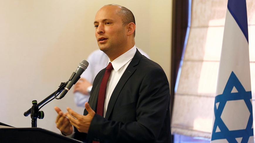 Israeli Education Minister Naftali Bennett, speaks during a briefing to members of the foreign press association, in Jerusalem November 14, 2016. REUTERS/Ronen Zvulun  - RTX2TLQB