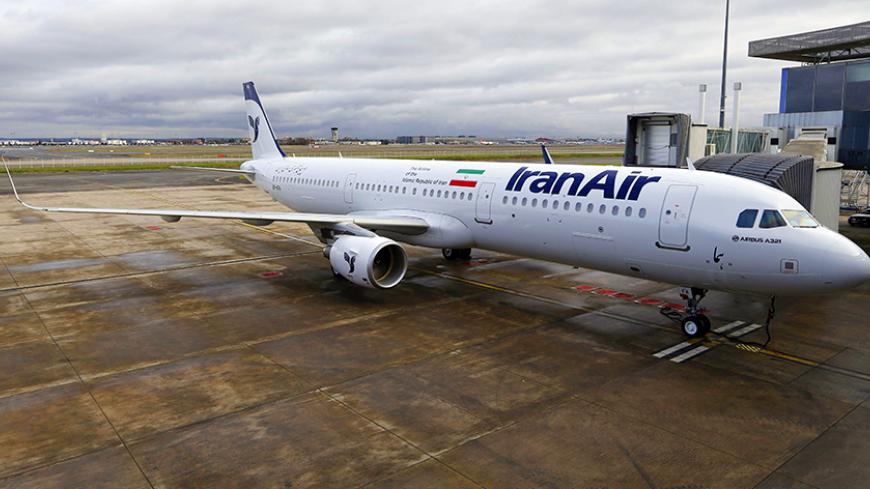 An Airbus A321 painted in IranAir's livery rests on the tarmac as the company takes delivery of the first new Western jet under an international sanctions deal in Colomiers, near Toulouse, France, January 11, 2017.   REUTERS/Regis Duvignau - RTX2YHNJ