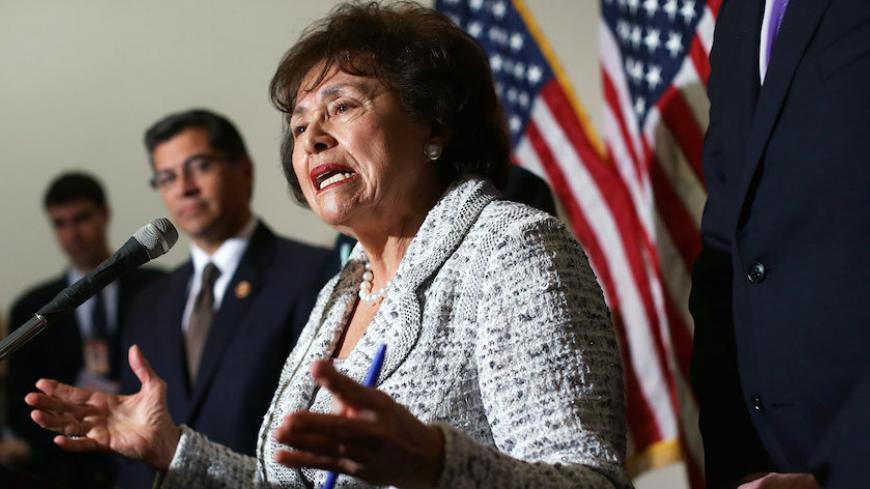 WASHINGTON, DC - JANUARY 15:  U.S. Rep. Nita Lowey (D-NY) (R) speaks as Chairman of the House Democratic Caucus Rep. Xavier Becerra (D-CA) (L) listens during a press availability after a House Democratic Caucus meeting January 15, 2013 on Capitol Hill in Washington, DC. The Democratic members briefed the media on the Democratic legislative agenda for the 113th Congress, including the Disaster Relief Appropriations for victims of superstorm Sandy and tougher gun control measures.  (Photo by Alex Wong/Getty I