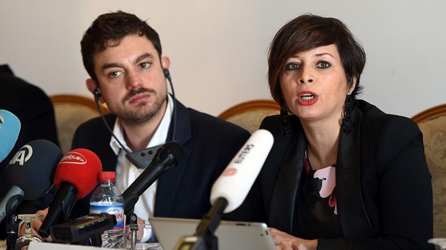 Lawyers Without Borders' chief of mission in Tunisia, Antonio Manganella (L) and Human Rights Watch's director in Tunisia, Amna Guellali give a press conference on February 2, 2016 in Tunis to present a 33-page document about the country's draconian drug law.  
Tunisia must stop widespread abuses under its draconian drug use law by drafting new legislation to eliminate prison sentences for recreational drug use or possession, Human Rights Watch said. The controversial "Law 52", passed under toppled dictator
