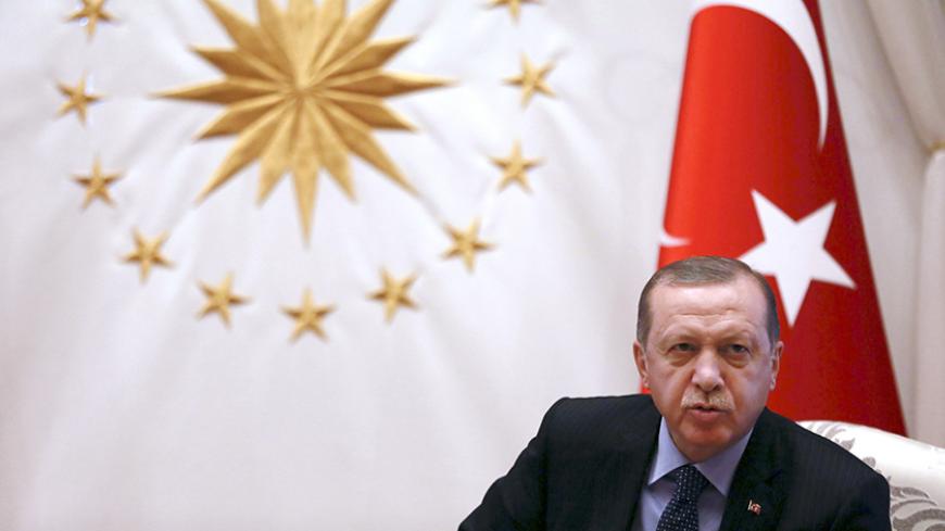 Turkish President Recep Tayyip Erdogan speaks during a meeting with the German chancellor at the Presidential Palace on February 2, 2017 in Ankara.

Merkel on Thursday said she had raised concerns over freedom of expression in Turkey in bilateral talks in Ankara with President Erdogan.  / AFP / ADEM ALTAN        (Photo credit should read ADEM ALTAN/AFP/Getty Images)