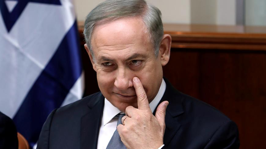 Israeli Prime Minister Benjamin Netanyahu chairs the weekly cabinet meeting in Jerusalem February 12, 2017. REUTERS/Gali Tibbon/Pool - RTSY99U