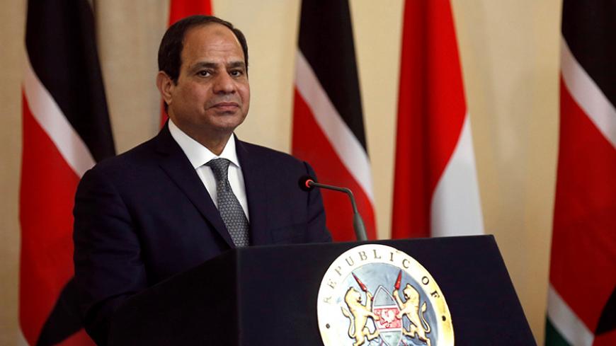 Egypt's President Abdel Fattah al-Sisi attends a news conference after holding bilateral talks with his Kenyan counterpart Uhuru Kenyatta (not pictured) at the State House in Nairobi, Kenya February 18, 2017. REUTERS/Thomas Mukoya - RTSZ9SB