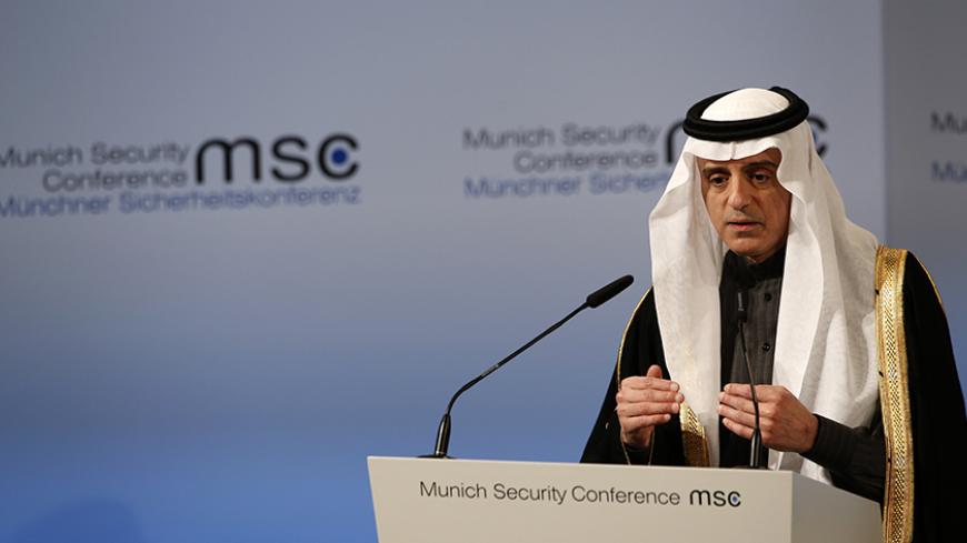 Saudi Arabia's Foreign Minister Adel al-Jubeir delivers his speech during the 53rd Munich Security Conference in Munich, Germany, February 19, 2017.   REUTERS/Michaela Rehle - RTSZCG2