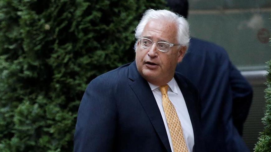 Attorney David Friedman arrives at a private fundraiser for then-Republican presidential candidate Donald Trump in the Manhattan borough of New York City, June 21, 2016. Friedman is U.S. President-elect Donald Trump's designated Ambassador to Israel. Picture taken June 21, 2016.  REUTERS/Mike Segar - RTX2XAMD