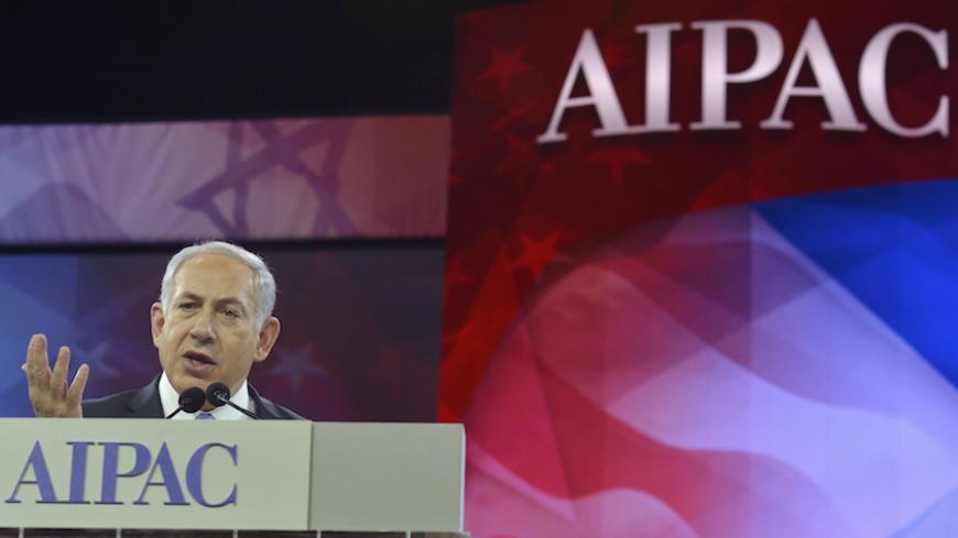 Israeli Prime Minister Benjamin Netanyahu addresses the American Israel Public Affairs Committee (AIPAC), in Washington, March 4, 2014. Netanyahu urged world powers on Tuesday not to allow Iran to retain the ability to enrich uranium, saying it must be stripped of all nuclear technologies with bomb-making potential. REUTERS/Mike Theiler (UNITED STATES - Tags: POLITICS)