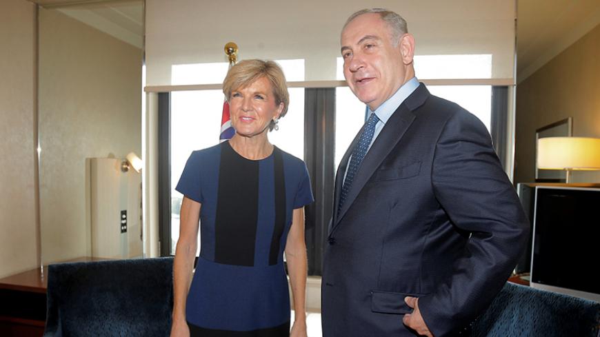 Israeli Prime Minister Benjamin Netanyahu (R) meets with Australia's Foreign Minister Julie Bishop in Sydney, Australia, February 26, 2017.  REUTERS/Jason Reed - RTS10BWD
