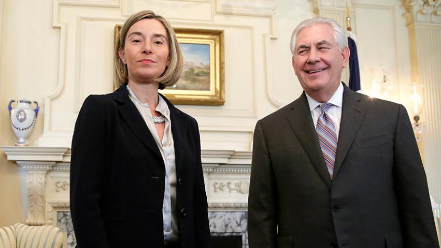 U.S. Secretary of State Rex Tillerson meets with European Union High Representative for Foreign Affairs Federica Mogherini at the State Department in Washington, U.S., February 9, 2017.      REUTERS/Joshua Roberts - RTX30C9R