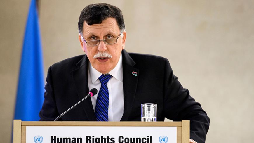 President of the Libyan Government of National Accord (GNA) Fayez Mustafa al-Sarraj delivers the opening speech of a meeting of the United Nations Human Rights Council on February 27, 2017 in Geneva, Switzerland.
The United Nations Human Rights Council opens its main annual session, with the US taking its seat for the first time under President Donald Trump's leadership. / AFP / Fabrice COFFRINI        (Photo credit should read FABRICE COFFRINI/AFP/Getty Images)