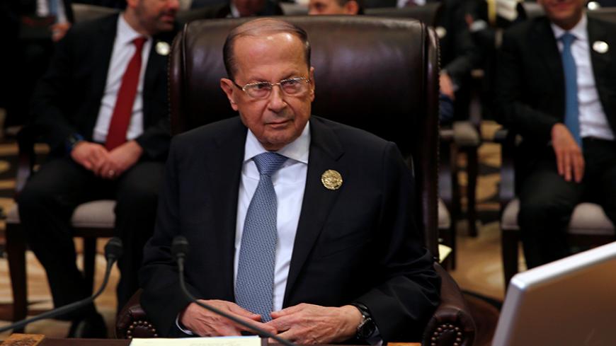 Lebanon's President Michel Aoun attends the 28th Ordinary Summit of the Arab League at the Dead Sea, Jordan March 29, 2017. REUTERS/Mohammad Hamed - RTX336G0
