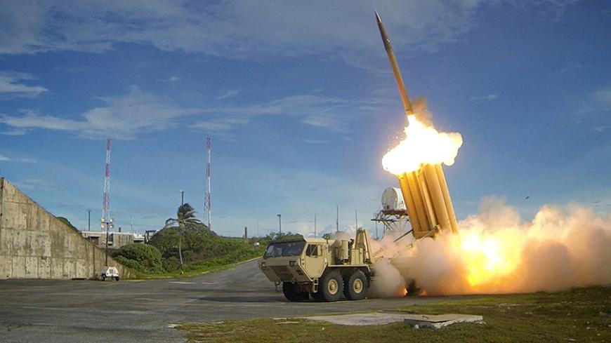 FILE PHOTO - A Terminal High Altitude Area Defense (THAAD) interceptor is launched during a successful intercept test, in this undated handout photo provided by the U.S. Department of Defense, Missile Defense Agency.  U.S. Department of Defense, Missile Defense Agency/Handout via Reuters/File PhotoATTENTION EDITORS - FOR EDITORIAL USE ONLY. NOT FOR SALE FOR MARKETING OR ADVERTISING CAMPAIGNS. THIS IMAGE HAS BEEN SUPPLIED BY A THIRD PARTY. IT IS DISTRIBUTED, EXACTLY AS RECEIVED BY REUTERS, AS A SERVICE TO CL