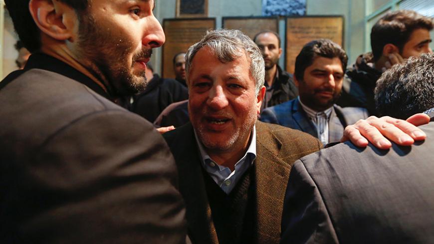 Mohsen Hashemi (C), the son of late former Iranian president Akbar Hashemi Rafsanjani, attends his father's mourning ceremony at Jamaran mosque in Tehran, on January 8, 2017.
Rafsanjani died in hospital on January 8 after suffering a eart attack. Rafsanjani, who was 82, was a pivotal figure in the foundation of the Islamic republic in 1979, and served as president from 1989 to 1997. / AFP / ATTA KENARE        (Photo credit should read ATTA KENARE/AFP/Getty Images)