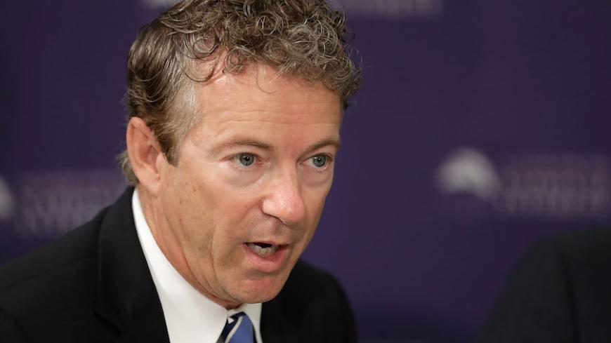 WASHINGTON, DC - SEPTEMBER 19:  Sen. Rand Paul (R-KY) participates in a discussion about legislation to halt the sale of some weapons to Saudi Arabia at the Center for the National Interest September 19, 2016 in Washington, DC. After the Department of Defense announced the sale of $1.5 billion of arms to Saudi Arabia, Senators Paul, Chris Murphy (D-CT), Al Franken (D-MN) and Mike Lee (R-UT) are attempting to block the sale by using a provision of the Arms Export Control Act of 1976 that "provides for specia