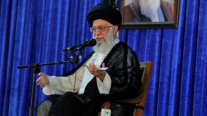 Iran's Supreme Leader Ayatollah Ali Khamenei delivers a speech during a ceremony marking the death anniversary of the founder of the Islamic Republic Ayatollah Ruhollah Khomeini, in Tehran, Iran, June 4, 2017. TIMA via REUTERS ATTENTION EDITORS - THIS IMAGE WAS PROVIDED BY A THIRD PARTY. FOR EDITORIAL USE ONLY. - RTX38ZP3