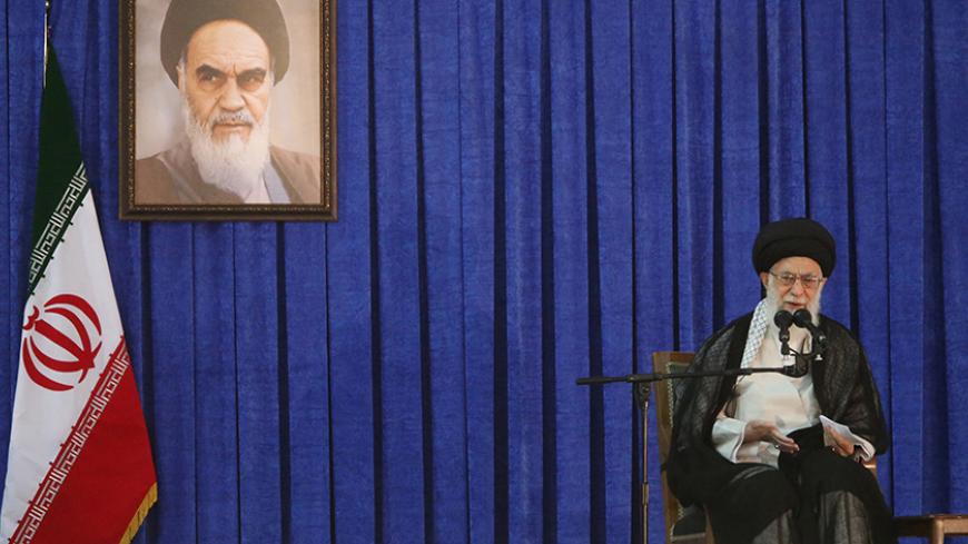 Iran's Supreme Leader Ayatollah Ali Khamenei delivers a speech during a ceremony marking the death anniversary of the founder of the Islamic Republic Ayatollah Ruhollah Khomeini, in Tehran, Iran, June 4, 2017. TIMA via REUTERS ATTENTION EDITORS - THIS IMAGE WAS PROVIDED BY A THIRD PARTY. FOR EDITORIAL USE ONLY. - RTX38ZP7