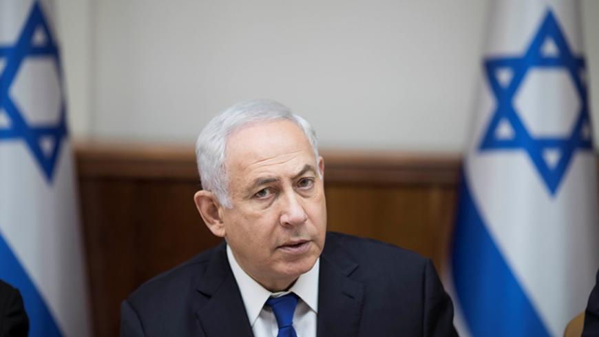 Israeli Prime Minister Benjamin Netanyahu attends the weekly cabinet meeting at his office in Jerusalem June 18, 2017. REUTERS/Abir Sultan/Pool - RTS17ITZ