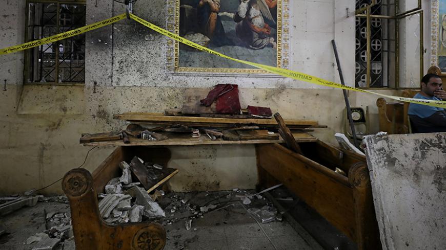 The aftermath of an explosion that took place at a Coptic church on Sunday in Tanta, Egypt, April 9, 2017. REUTERS/Mohamed Abd El Ghany - RTX34UA2