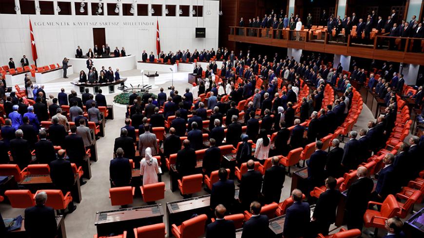 Turkish Parliament convenes to commemorate the attempted coup on its first anniversary at the Turkish parliament in Ankara, Turkey July 15, 2017. REUTERS/Umit Bektas - RTX3BK3S