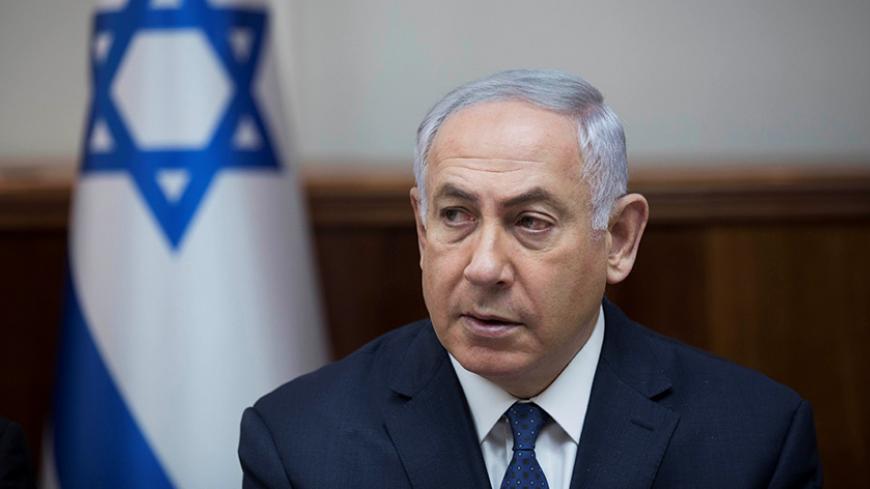Israeli Prime Minister Benjamin Netanyahu attends the weekly cabinet meeting at his office in Jerusalem July 23, 2017. REUTERS/Abir Sultan/Pool - RTX3CK7H