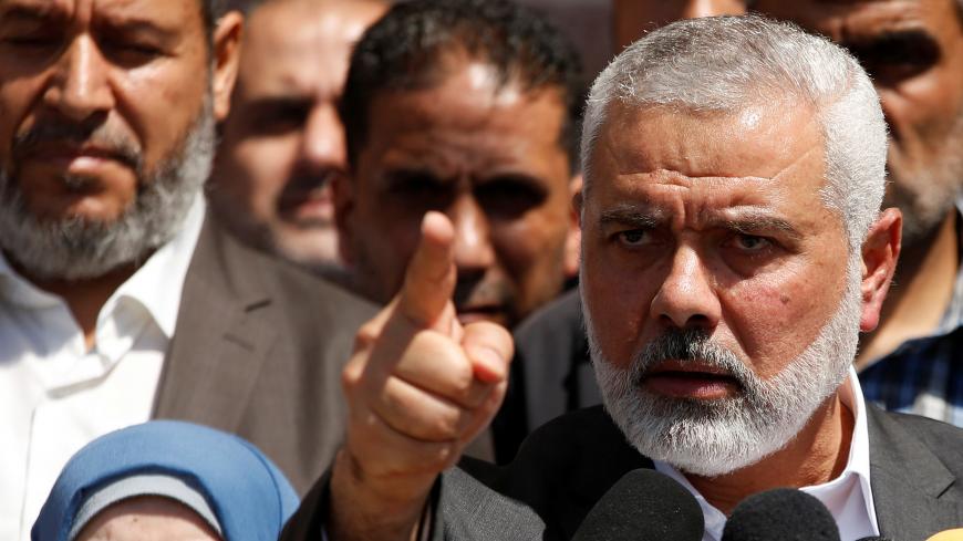 Hamas Chief Ismail Haniyeh gestures during a news conference in Gaza City May 11, 2017. REUTERS/Mohammed Salem - RTS166IF