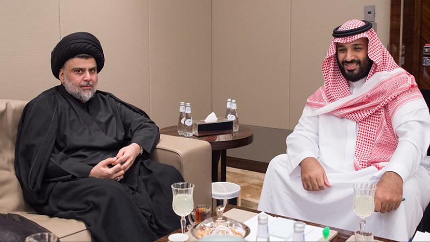 Saudi Crown Prince Mohammed bin Salman meets with Iraqi Shi'ite leader Muqtada al-Sadr in Jeddah, Saudi Arabia July 30, 2017. Bandar Algaloud/Courtesy of Saudi Royal Court/Handout via REUTERS ATTENTION EDITORS - THIS PICTURE WAS PROVIDED BY A THIRD PARTY.       TPX IMAGES OF THE DAY - RTS19RFI