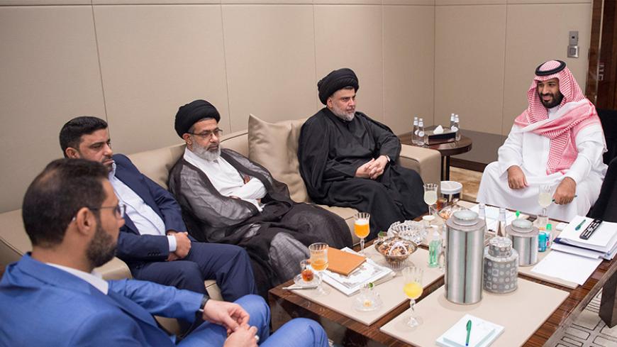 Saudi Crown Prince Mohammed bin Salman meets with Iraqi Shi'ite leader Muqtada al-Sadr in Jeddah, Saudi Arabia July 30, 2017. Bandar Algaloud/Courtesy of Saudi Royal Court/Handout via REUTERS ATTENTION EDITORS - THIS PICTURE WAS PROVIDED BY A THIRD PARTY. - RTS19RFJ