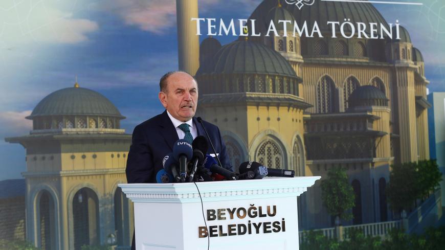 Istanbul's Mayor Kadir Topbas delivers a speech during the groundbreaking ceremony of Taksim mosque in Istanbul, Turkey, February 17, 2017. REUTERS/Osman Orsal - RC160DB5DBE0