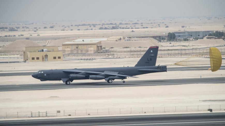 A U.S. Air Force B-52 Stratofortress bomber from Barksdale Air Force Base, Louisiana, touches down at Al Udeid Air Base, Qatar, April 9, 2016.  The U.S. Air Force deployed B-52 bombers to Qatar on Saturday to join the fight against Islamic State in Iraq and Syria, the first time they have been based in the Middle East since the end of the Gulf War in 1991. REUTERS/U.S. Air Force/Staff Sgt. Corey Hook/Handout via Reuters  THIS IMAGE HAS BEEN SUPPLIED BY A THIRD PARTY. IT IS DISTRIBUTED, EXACTLY AS RECEIVED B