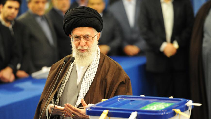 TEHRAN, IRAN - FEBRUARY 26: Iran's Supreme Leader Ayatollah Seyyed Ali Khamenei casts the first ballot in key elections for Parliament and the Assembly of Experts in Tehran, Iran, on February 26, 2016. Mr. Khamenei called on Iranians to vote en masse to "ruin the hopes of the enemies." The vote is essentially a referendum on the agenda of centrist President Hassan Rouhani, whose allies are trying to ease the grip of hardliners over many levers of government. (Photo by Scott Peterson/Getty Images)